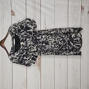 Trina Turk Gray Floral Print Puff Sleeve Dress - Size 6
